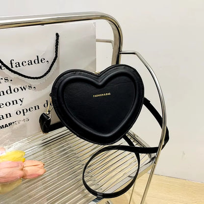 Hot Sale Heart Shape Crossbody Bags for Women Solid Pu Leather Shoulder Bags Fashion Handbags