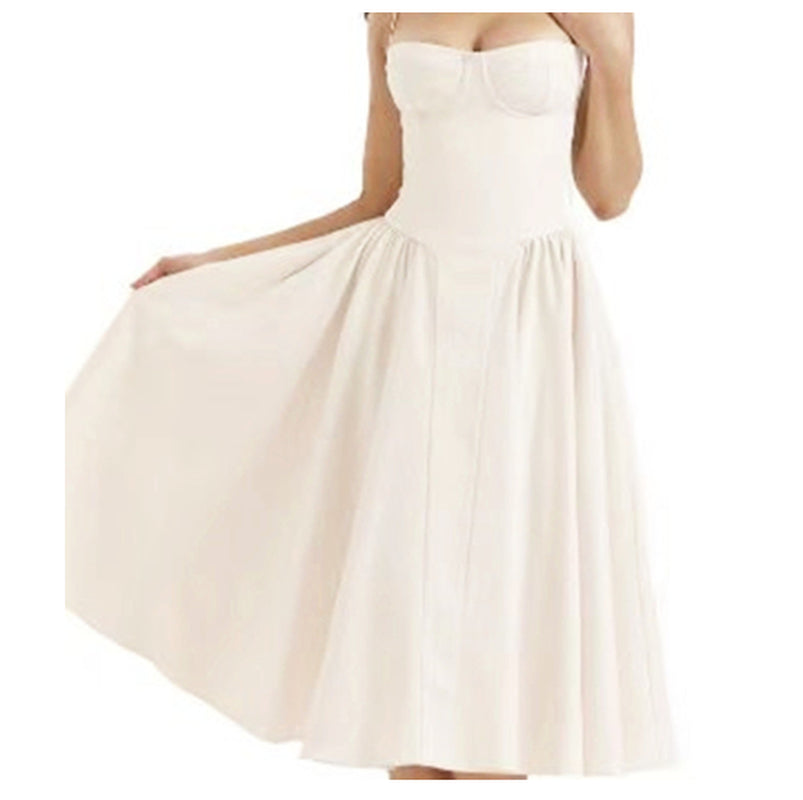 Suspender Dress Summer Elegant Low-Cut Slim Backless Sling Dress for Women Clothing Party Evening