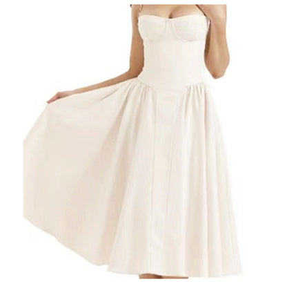 Suspender Dress Summer Elegant Low-Cut Slim Backless Sling Dress for Women Clothing Party Evening