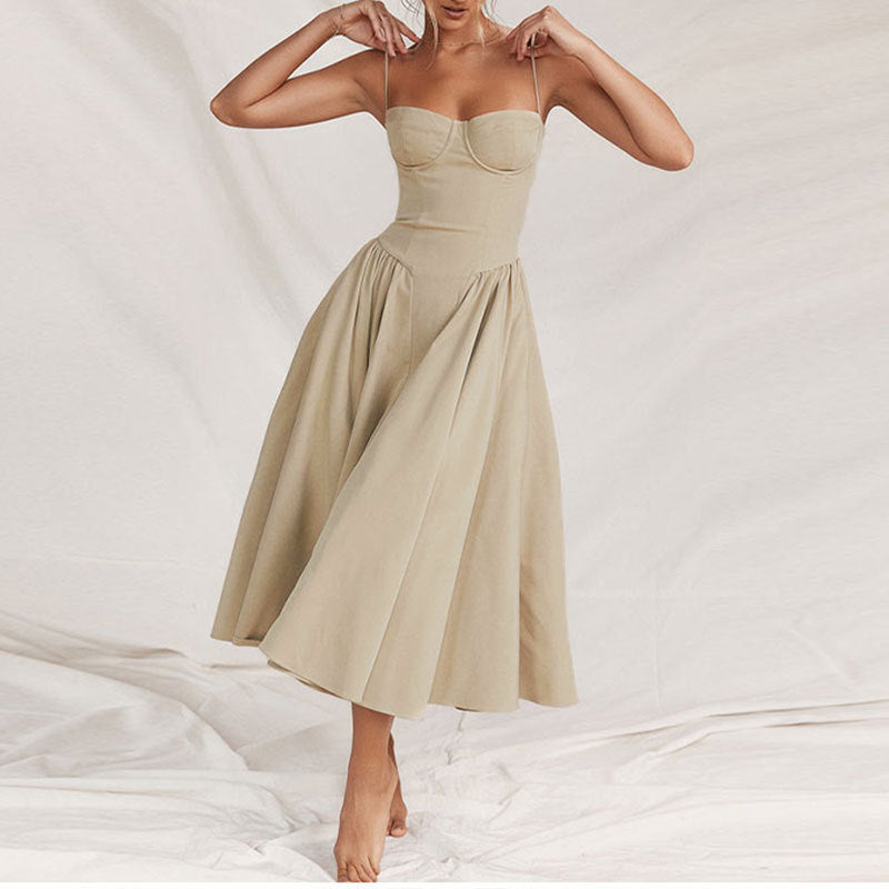 Suspender Dress Summer Elegant Low-Cut Slim Backless Sling Dress for Women Clothing Party Evening